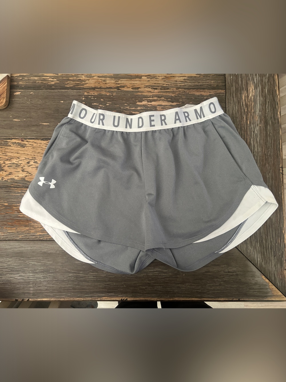 Under Armour Gray and White Women's Running Shorts